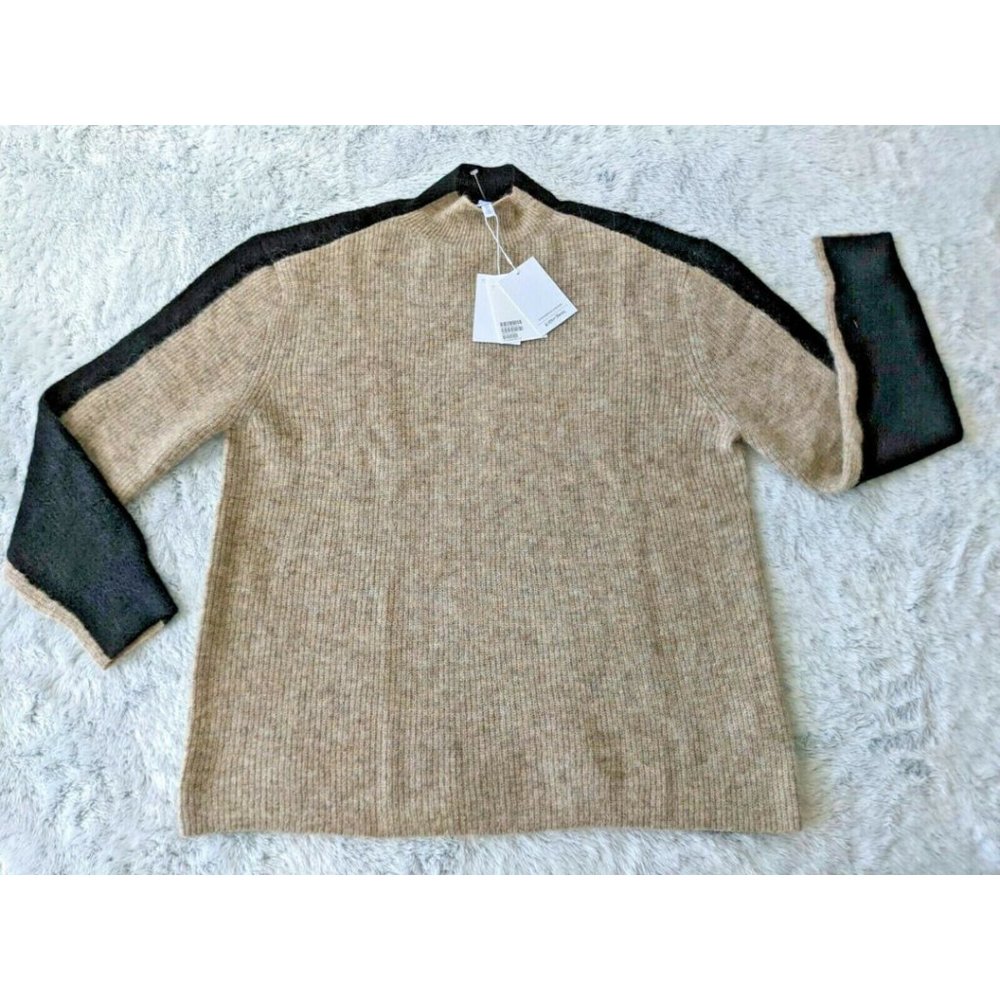 Stockholm Atelier & Other Stories MEDIUM Wool Mohair Sweater TAN BLACK $119 NWT